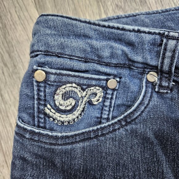 Christopher & Banks Jeans Womens 12P Blue Embellished Pockets Straight Leg Denim - Picture 3 of 14